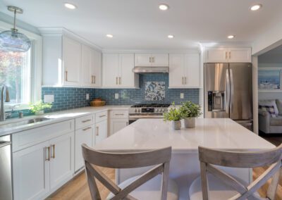 Transitional Kitchen with Blue Tile